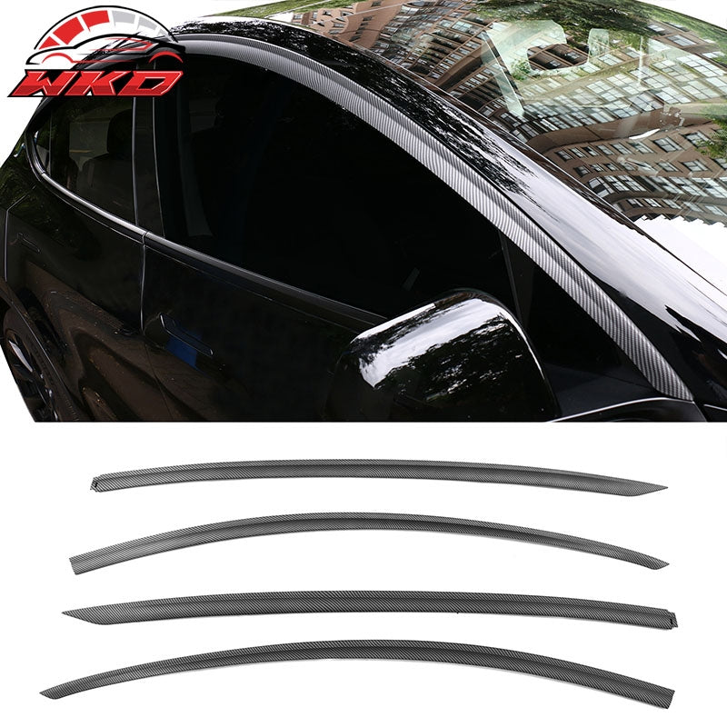 For 20-25 Tesla Model Y ABS Window Visor Sun Rain Guard Matte Carbon Fiber Print