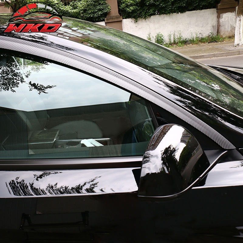 For 20-25 Tesla Model Y ABS Window Visor Sun Rain Guard Matte Carbon Fiber Print