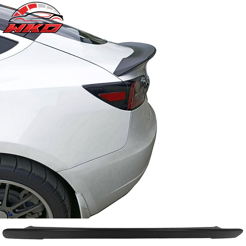 Fits 17-23 Tesla Model 3 S Style Rear Trunk Spoiler Wing Lip Unpainted Black ABS
