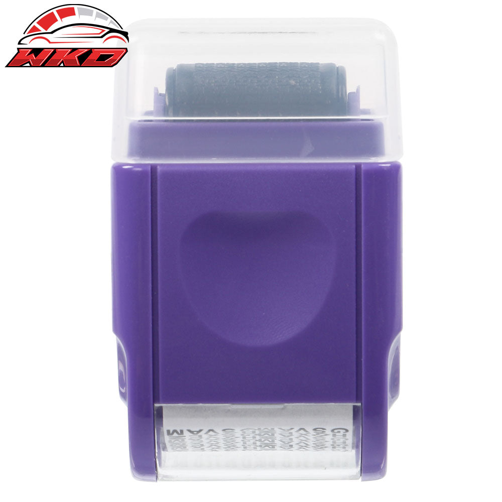 0.67 In Identify Theft Protection Guard Wide Roller Stamp w/ 3 Ink Refill Purple