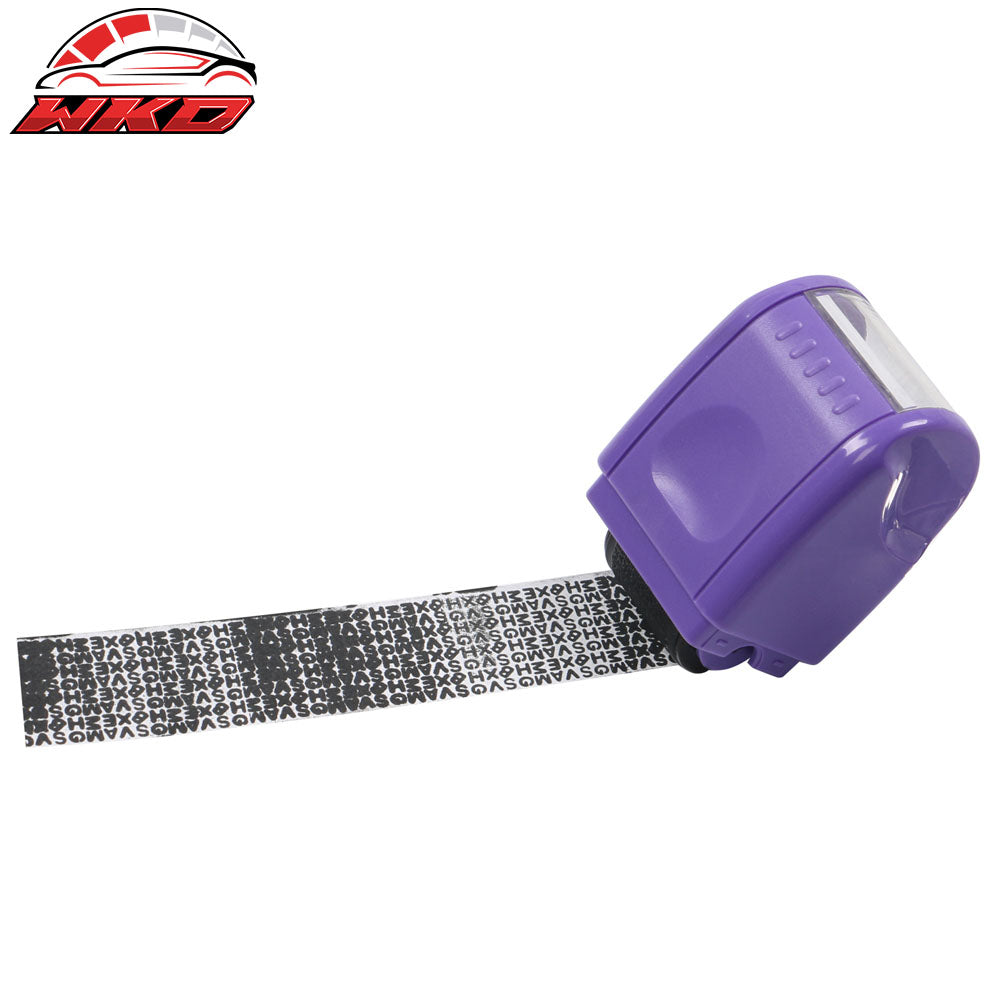 0.67 In Identify Theft Protection Guard Wide Roller Stamp w/ 3 Ink Refill Purple