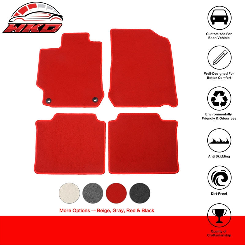 Fits 12-17 Toyota Camry Floor Mats Nylon Red Non-Slip Auto Carpets 4Pcs Set