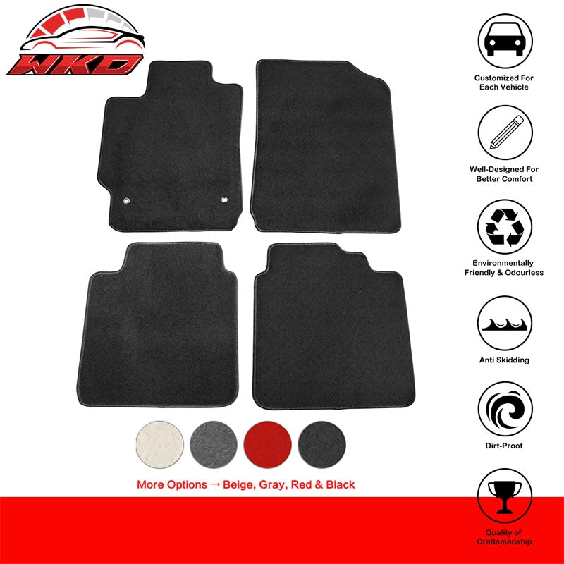 Fits 07-11 Toyota Camry Floor Mats Nylon Black Non-Slip Auto Carpets 4PC Set