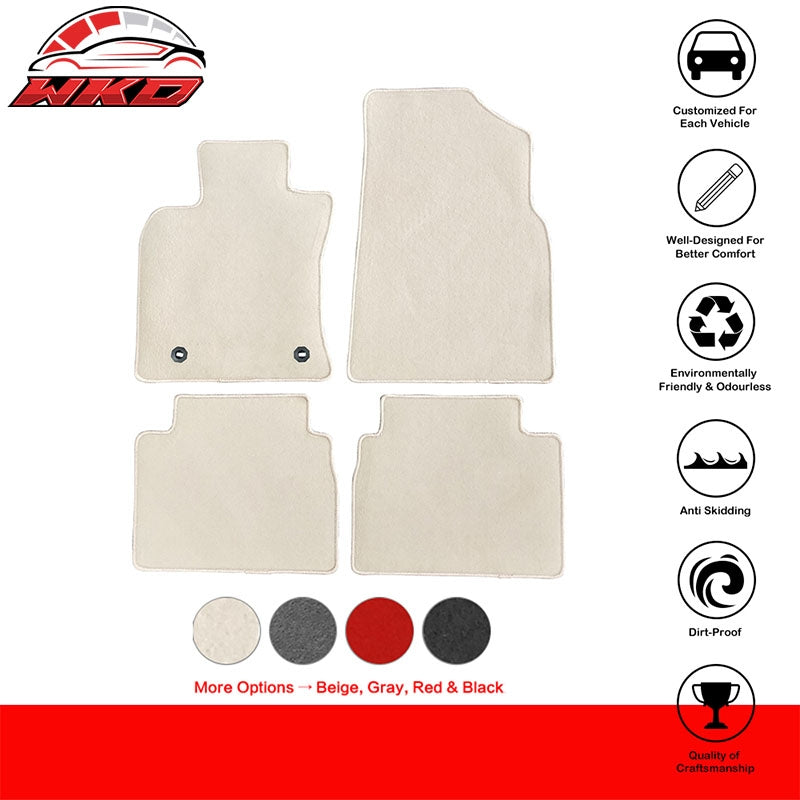 Fits 18-24 Toyota Camry Nylon Car Floor Mats Carpet Front & Rear 4PC Set - Beige