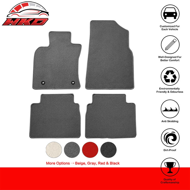 Fits 18-24 Toyota Camry Nylon Car Floor Mats Carpet Front & Rear 4PC Set - Grey
