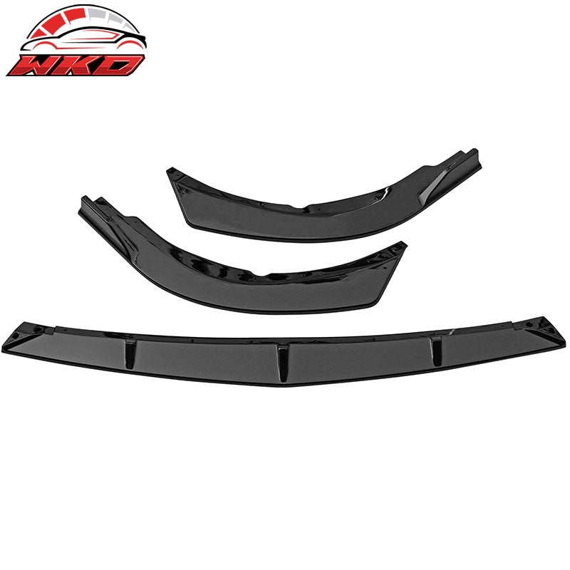 Fits 21-24 Toyota Camry LE IKON Style 3PCS Front Bumper Lip PP Gloss Black