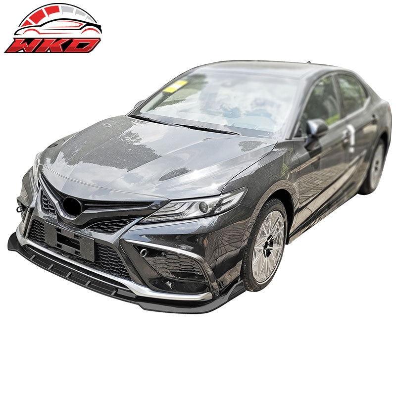 Fits 21-24 Toyota Camry SE 3PC Front Bumper Lip Spoiler PP Matte Black Splitter