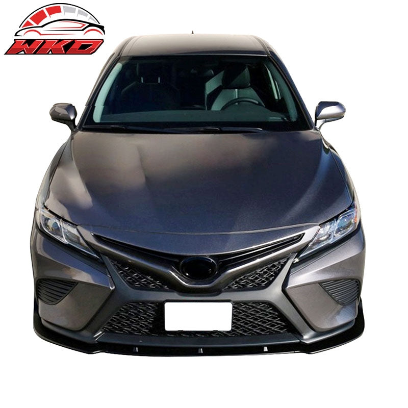 Fits 18-20 Toyota Camry SE XSE Gloss Black Front Bumper Lip Spoiler PP 3PCS