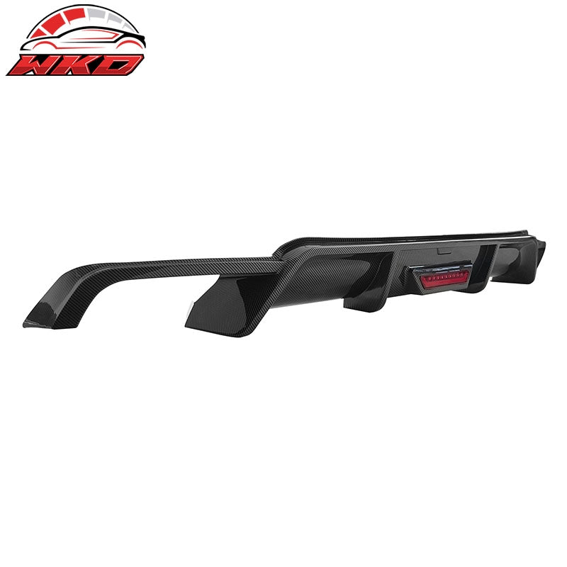 Fits 18-24 Toyota Camry SE XSE Rear Diffuser Lip W/LED Light Carbon Fiber Print