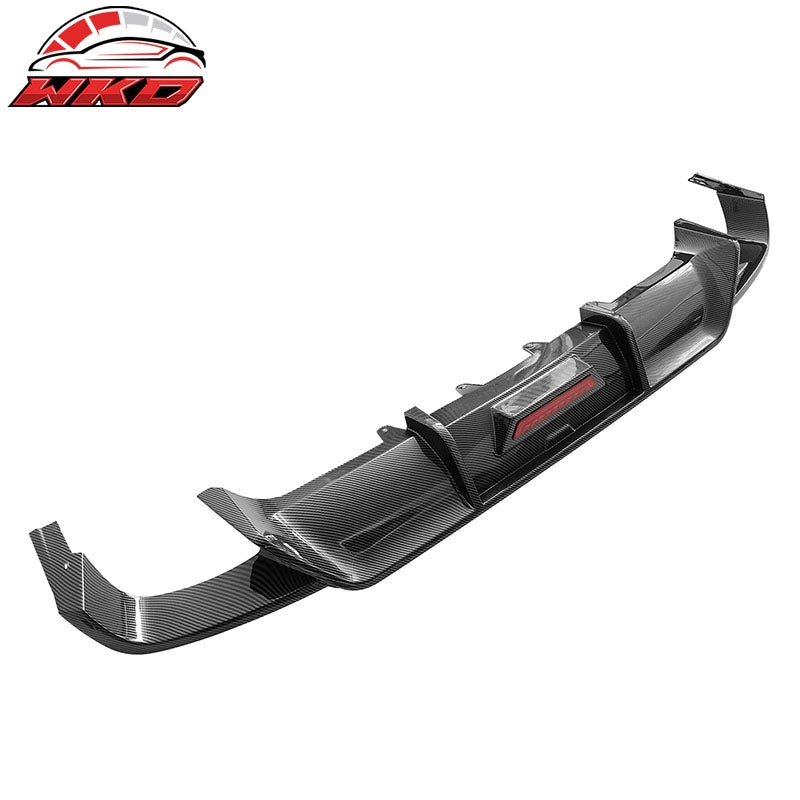 Fits 18-24 Toyota Camry SE XSE Rear Diffuser Lip W/LED Light Carbon Fiber Print