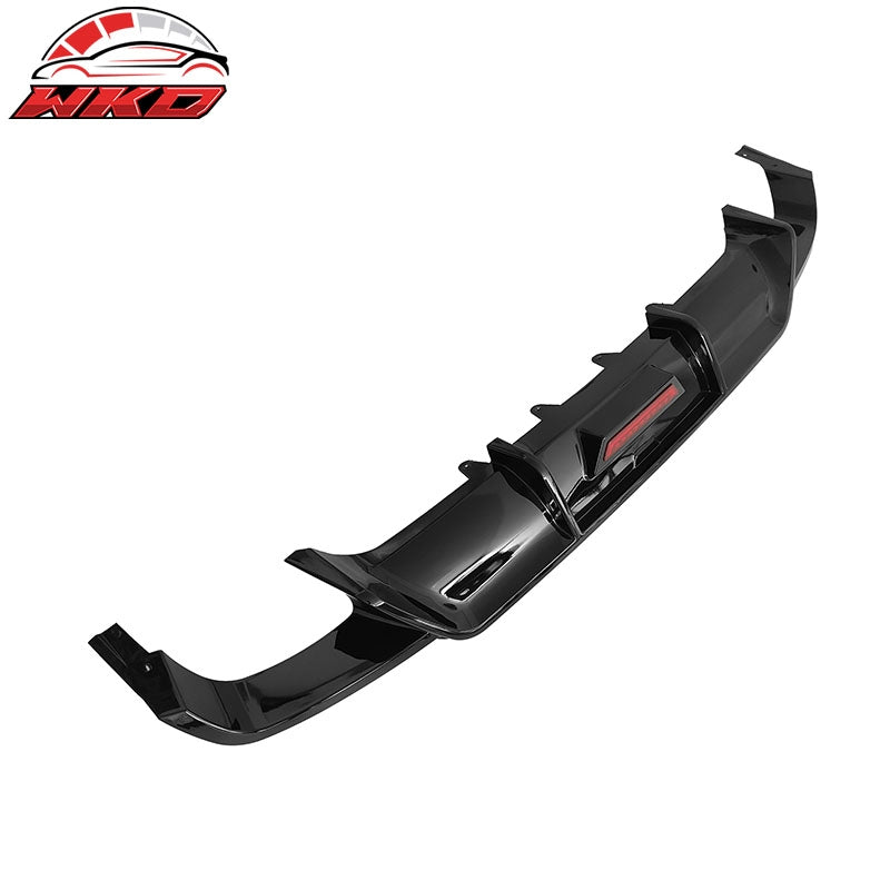 Fits 18-24 Toyota Camry SE XSE Rear Diffuser Lip W/LED Light Lamp - Gloss Black