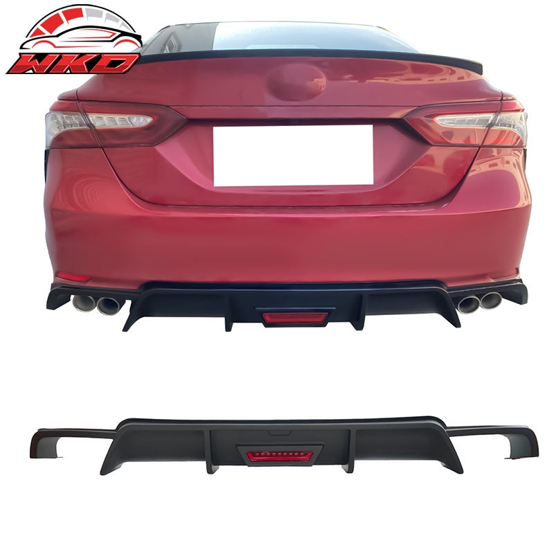 Wholesale 18-24 Toyota Camry SE XSE Rear Diffuser Lip W/LED Light Lamp - Matte Black