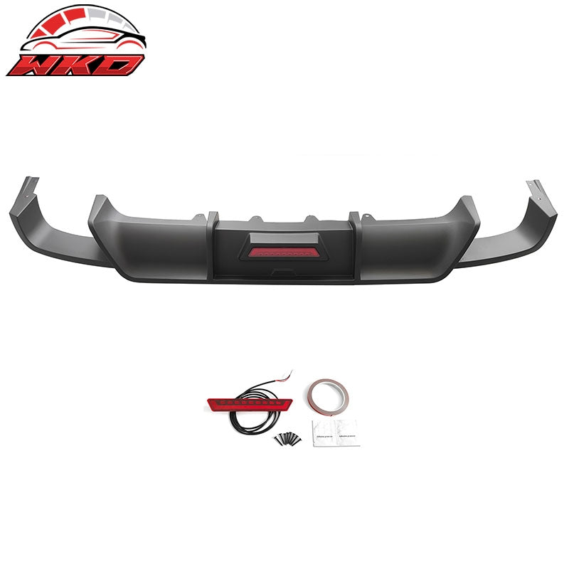 Fits 18-24 Toyota Camry SE XSE Rear Diffuser Lip W/LED Light Lamp - Matte Black