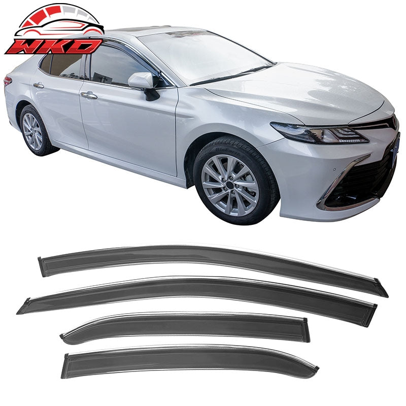 Wholesale 18-24 Toyota Camry Window Visor Rain Guard Acrylic Deflector w/ Chrome Trim