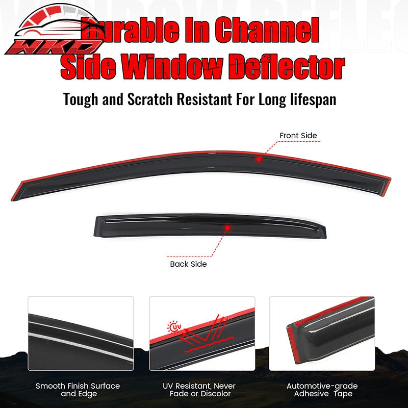 Fits 18-24 Toyota Camry Window Visor in Channel Rain Sun Guard Acrylic Deflector