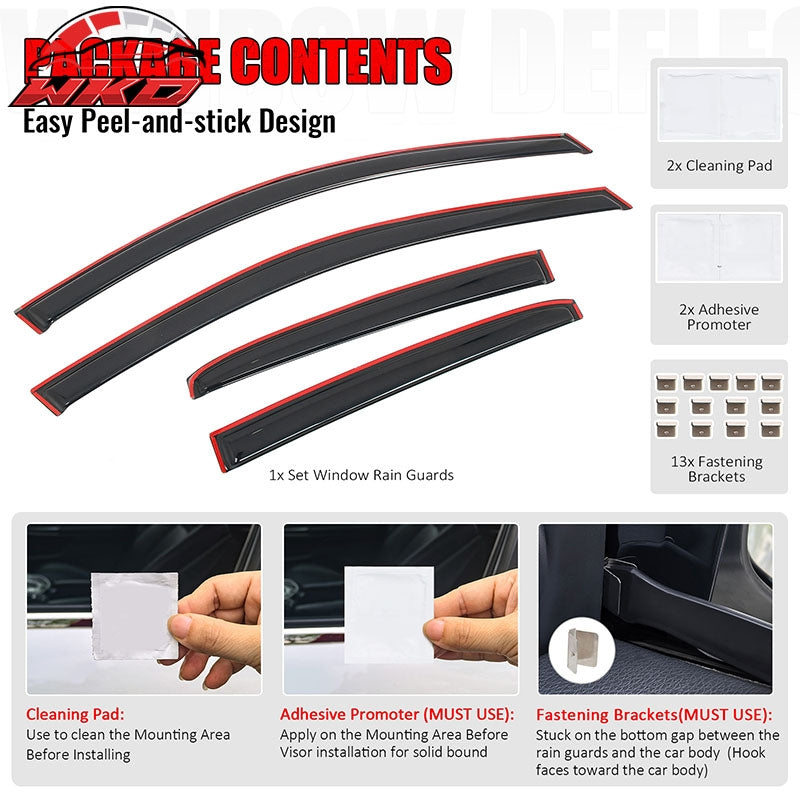 Fits 18-24 Toyota Camry Window Visor in Channel Rain Sun Guard Acrylic Deflector