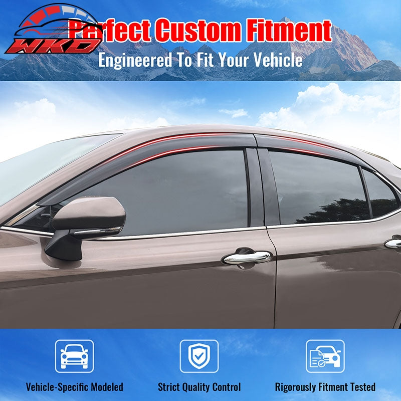 For 18-24 Toyota Camry Window Visor Low Profile Rain Sun Guard Acrylic Deflector