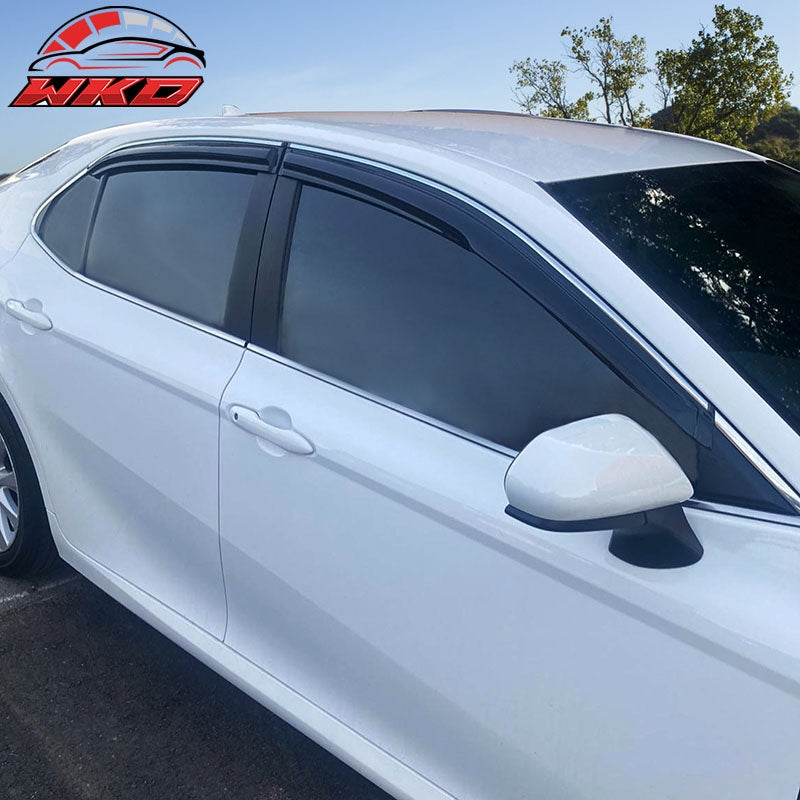 For 18-24 Toyota Camry Window Visor Mugen Rain Sun Guard Deflector w Chrome Trim