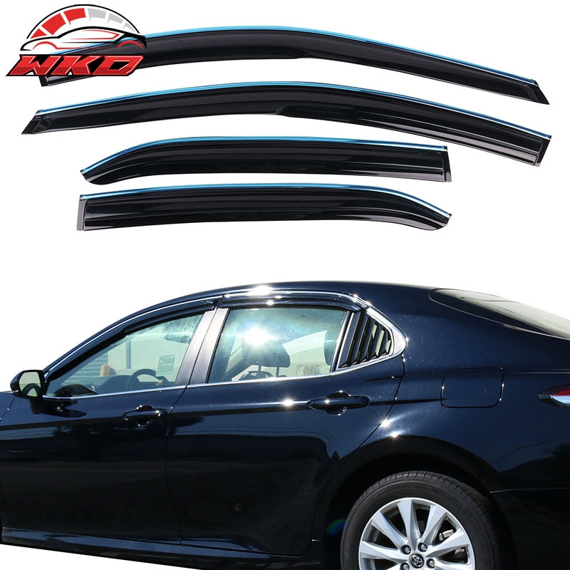 For 18-24 Toyota Camry Window Visor Mugen Rain Sun Guard Deflector w Chrome Trim