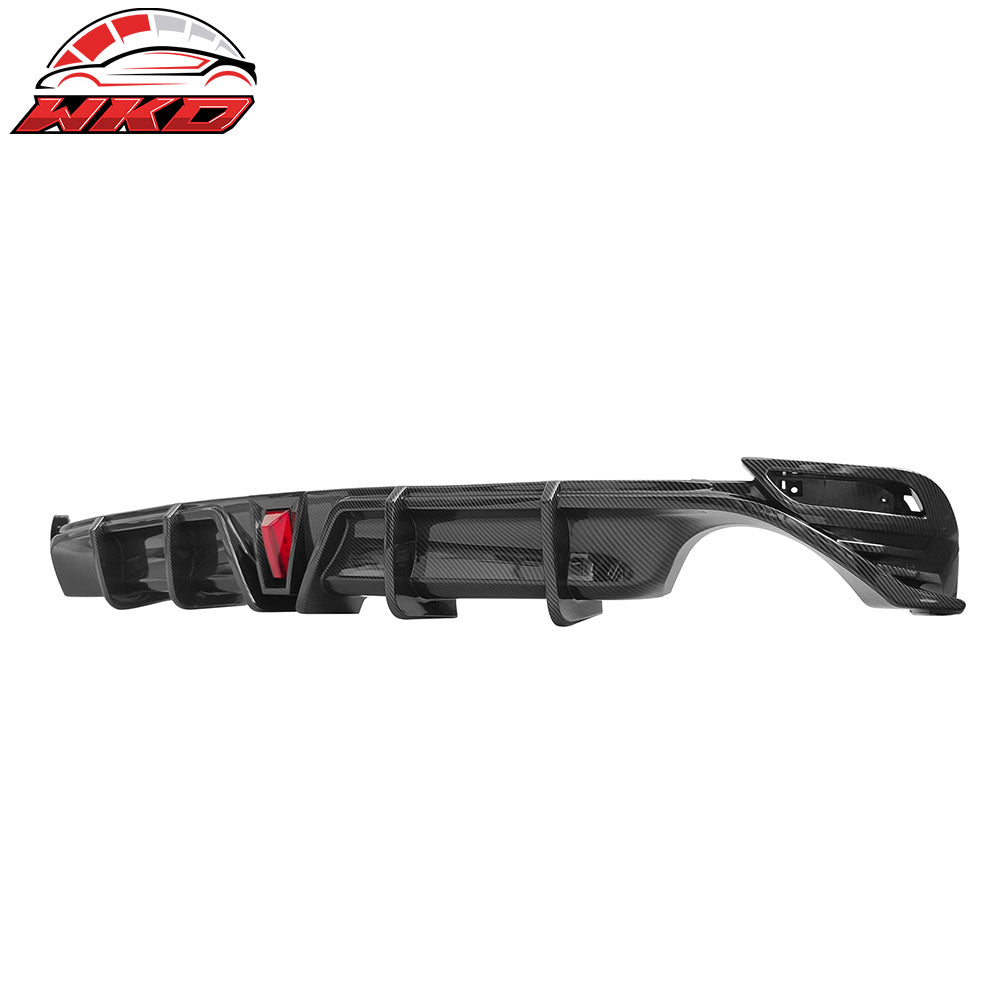 Fits 18-24 Toyota Camry LE XLE Rear Diffuser Lip W/LED Light Carbon Fiber Print