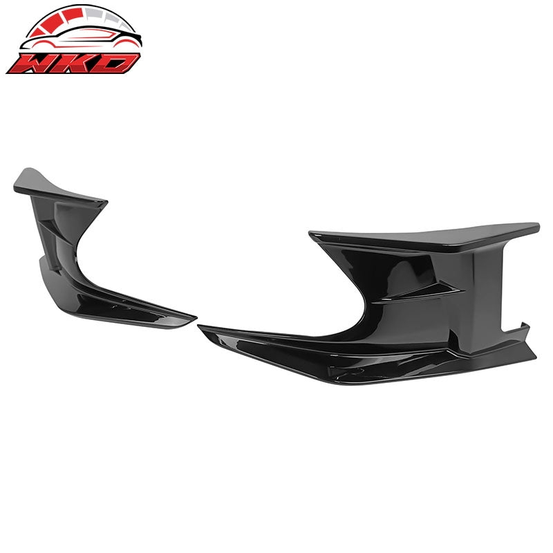 Fits 19-26 Toyota Corolla 5DR Front Bumper Canards Gloss Black ABS Side Spoiler