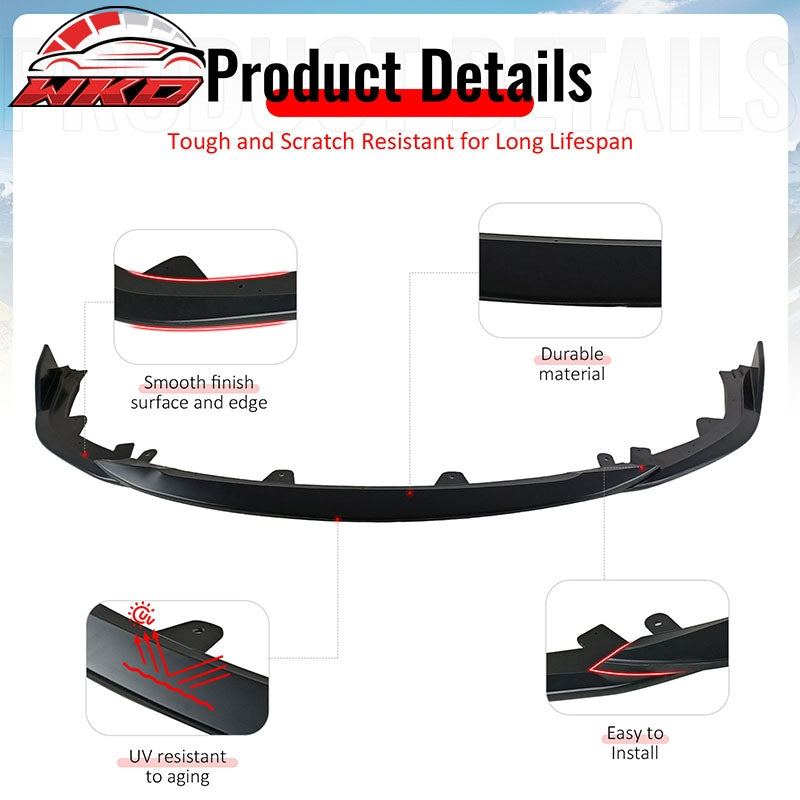 Fits 23-26 Toyota Corolla Hatchback Front Bumper Lip Spoiler Primer Black 3PCS