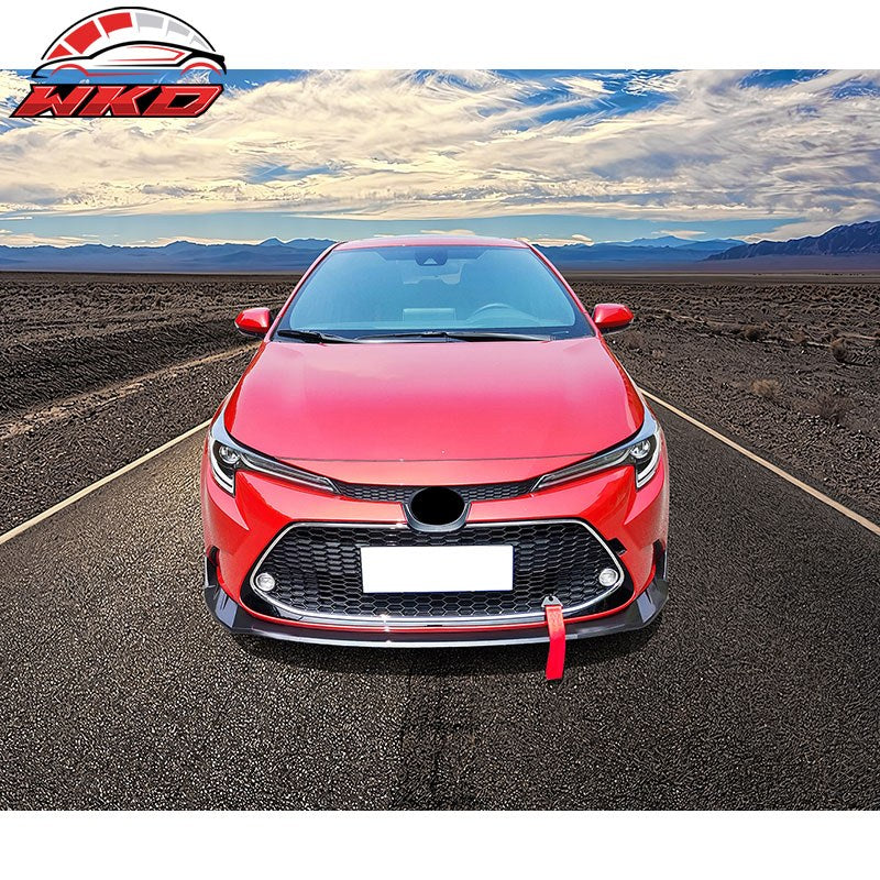 Fits 20-26 Toyota Corolla L, LE, XLE, Hybrid LE Front Bumper Lip Gloss Black 3PC