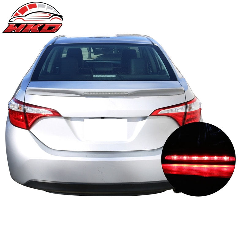 For 14-19 Toyota Corolla Sedan OE Style Trunk Spoiler w/ 3rd Brake Light LED ABS