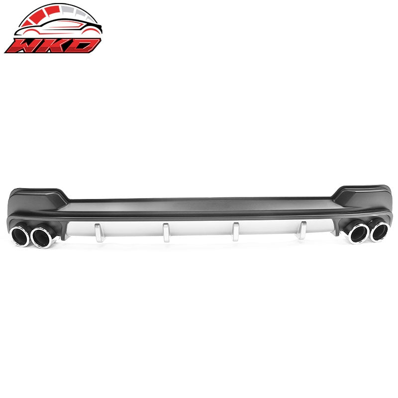 Fits 20-26 Toyota Corolla Matte Black Rear Bumper Diffuser&Silver Lower Trim&Tip