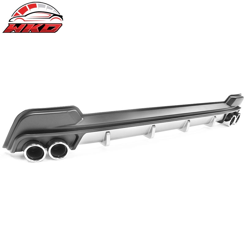 Fits 20-26 Toyota Corolla Matte Black Rear Bumper Diffuser&Silver Lower Trim&Tip