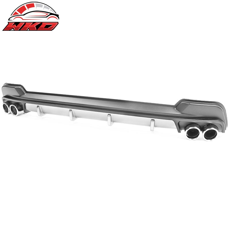 Fits 20-26 Toyota Corolla Matte Black Rear Bumper Diffuser&Silver Lower Trim&Tip