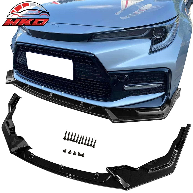 Fits 20-26 Toyota Corolla SE XSE C Style Front Bumper Lip Gloss Black 3PCS PP