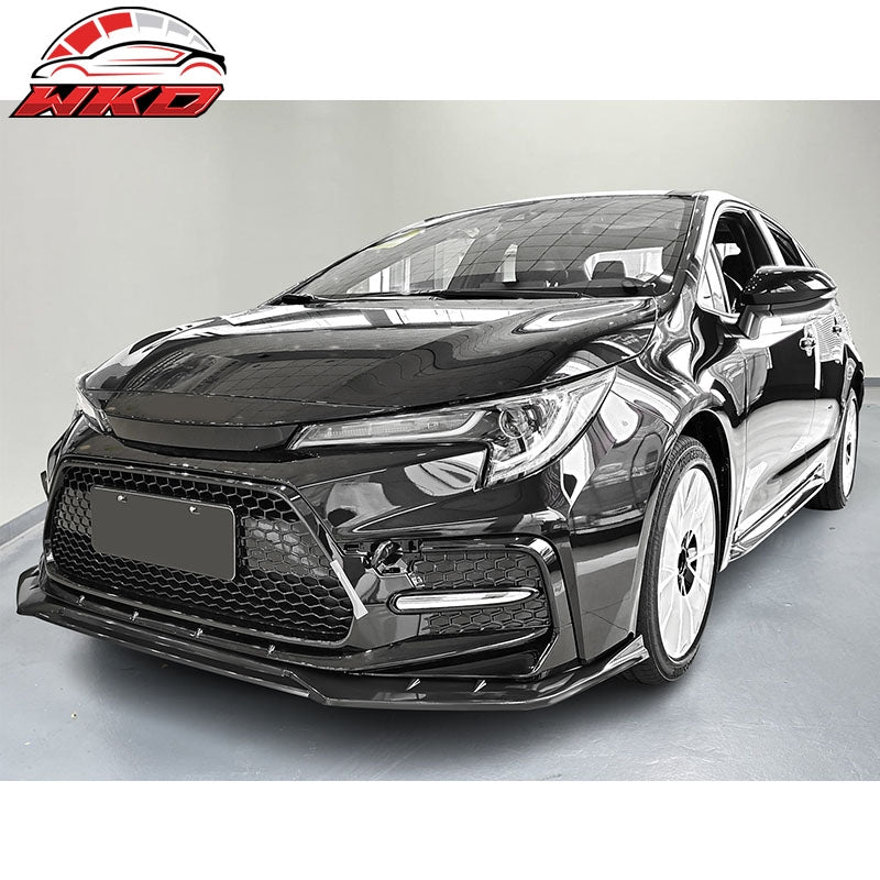 Fits 20-26 Toyota Corolla SE XSE Sedan Front Bumper Lip Spoiler Matte Black 3PCS