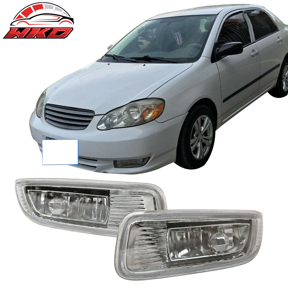 Fits 2003 2004 Toyota Corolla Clear Fog Lights Bumper Fog Driving Lamp +Switch
