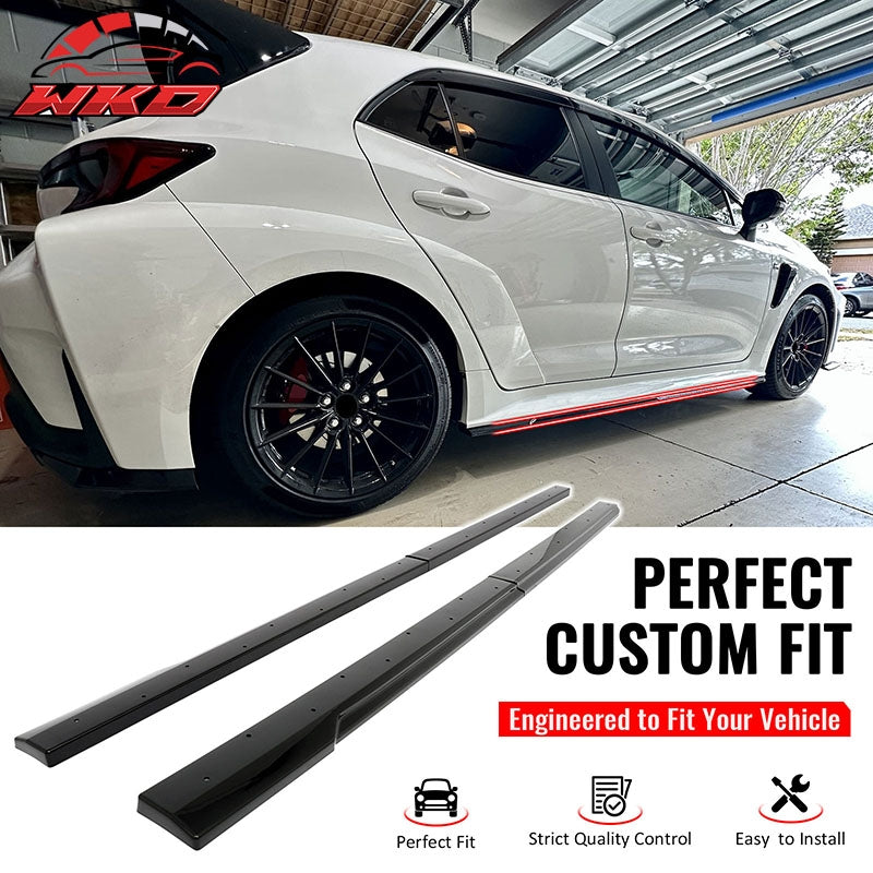 Fits 23-26 Toyota GR Corolla AS Style 2PCS Side Skirts Splitters Gloss Black PP