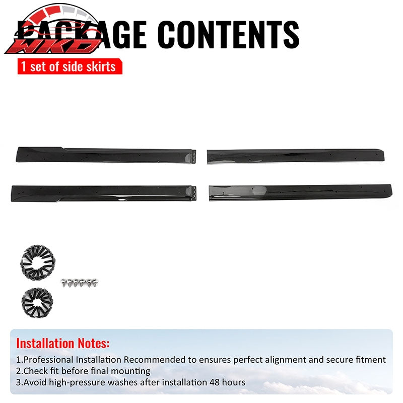 Fits 23-26 Toyota GR Corolla AS Style 2PCS Side Skirts Splitters Gloss Black PP