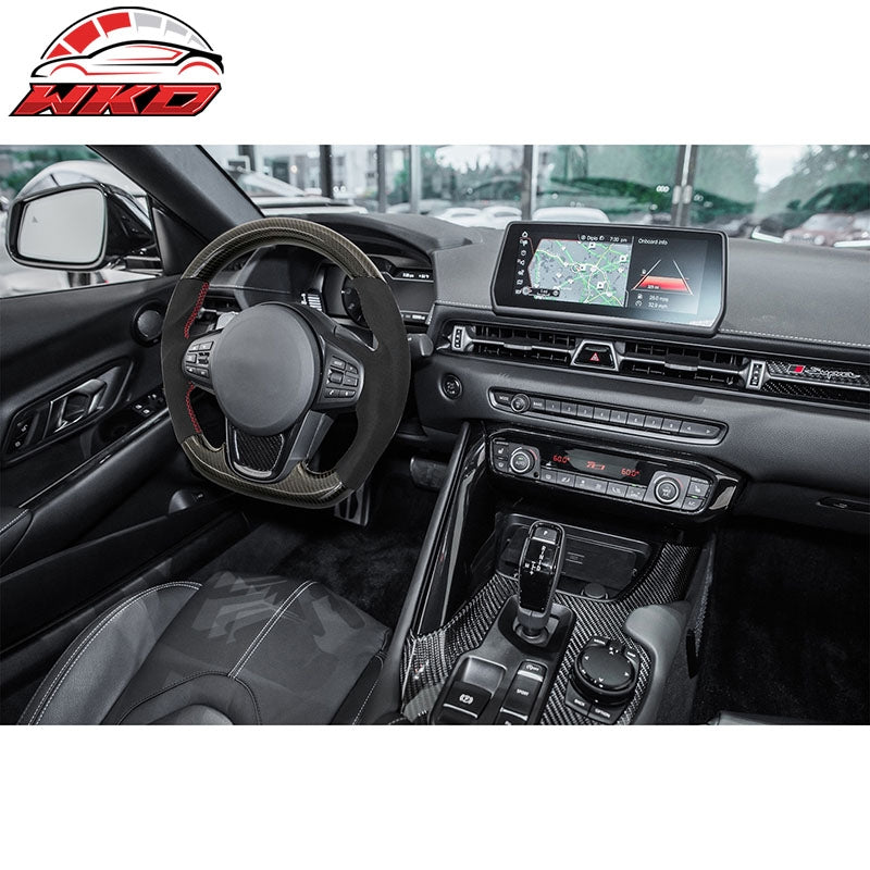 Fits 20-26 Toyota GR Supra A90 A91 Carbon Fiber CF Steering Wheel W/Red Stitch