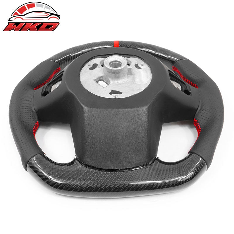 Fits 20-26 Toyota GR Supra A90 A91 CF Carbon Steering Wheel W/Red Stitch&Stripe
