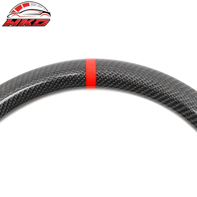 Fits 20-26 Toyota GR Supra A90 A91 CF Carbon Steering Wheel W/Red Stitch&Stripe