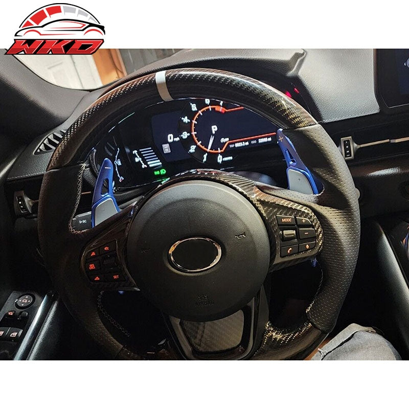 Fits 20-26 Toyota GR Supra A90 A91 Carbon Steering Wheel W/White Stitch & Stripe