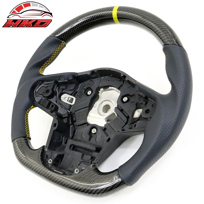 Wholesale 20-26 Toyota GR Supra A90 A91 Carbon Steering Wheel W/Yellow Stitch&Stripe - Wikond Auto