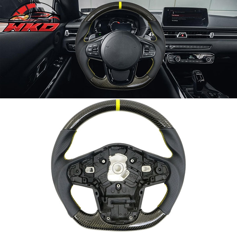 Wholesale 20-26 Toyota GR Supra A90 A91 Carbon Steering Wheel W/Yellow Stitch&Stripe - Wikond Auto