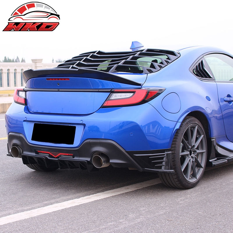 Fit 22-26 Toyota GR86/Subaru BRZ JDM Style 2PC Rear Bumper Aprons PP Gloss Black