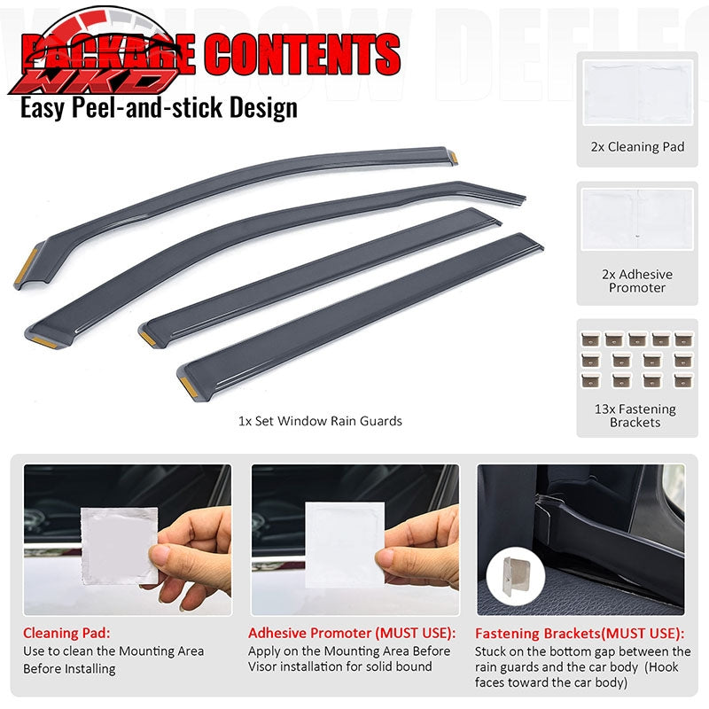 For 20-26 Toyota Highlander Acrylic In Channel Smoke Window Visor Sun Rain Guard