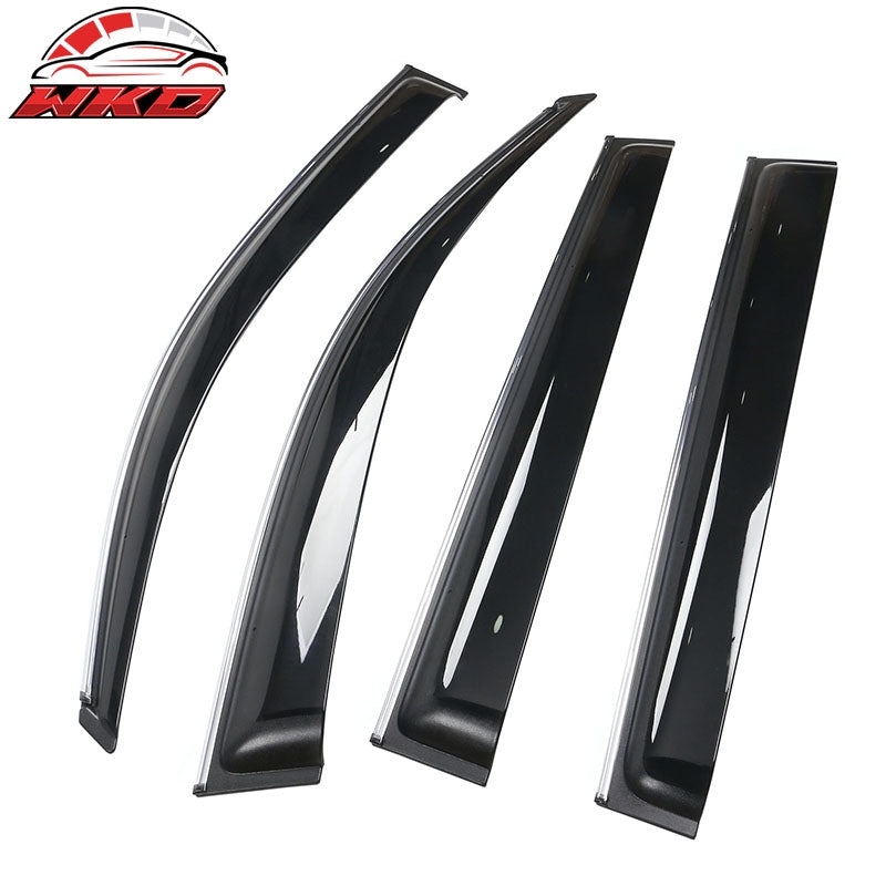 Fits 08-13 Toyota Highlander PC Window Visors Deflector With Chrome Trim 4PCS