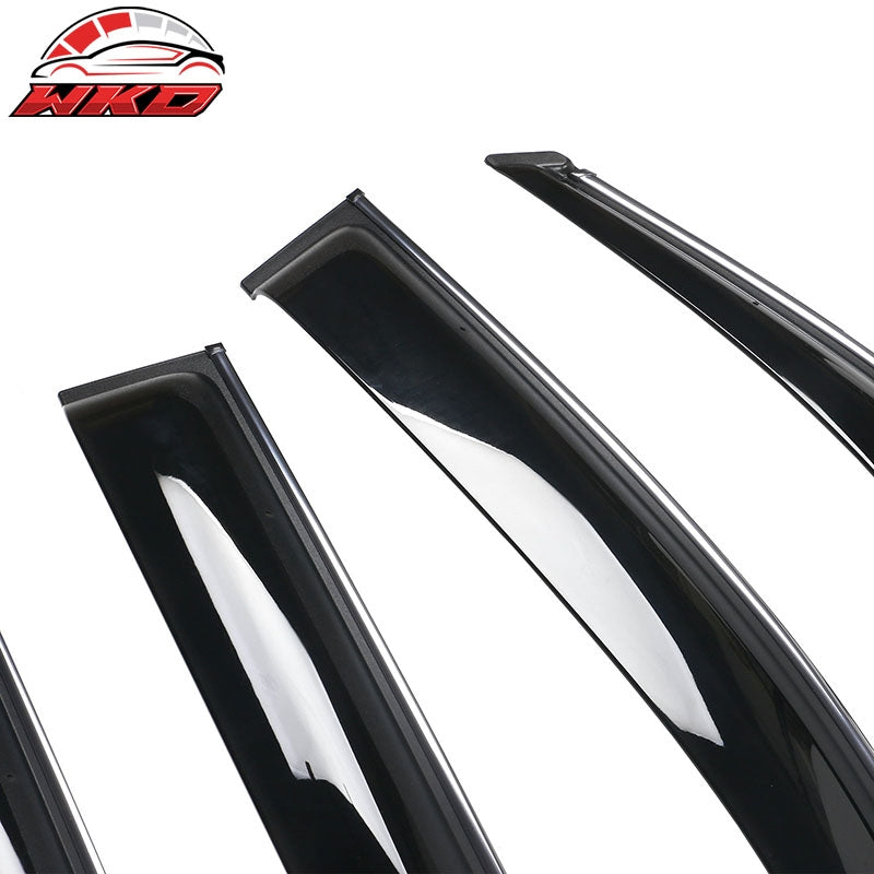 Fits 08-13 Toyota Highlander PC Window Visors Deflector With Chrome Trim 4PCS