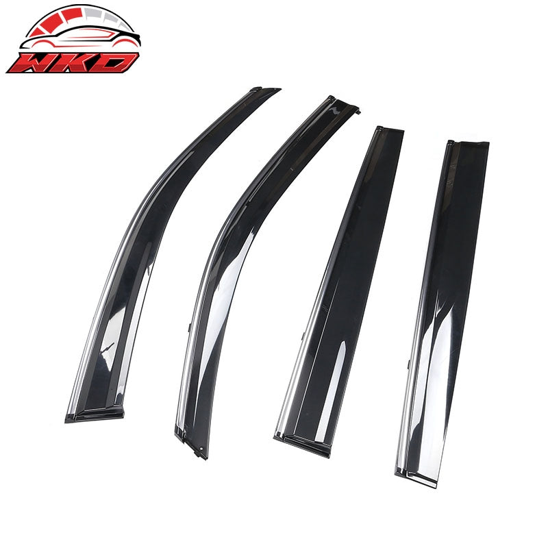 Fits 14-19 Toyota Highlander PC Window Visors Deflector With Chrome Trim 4PCS