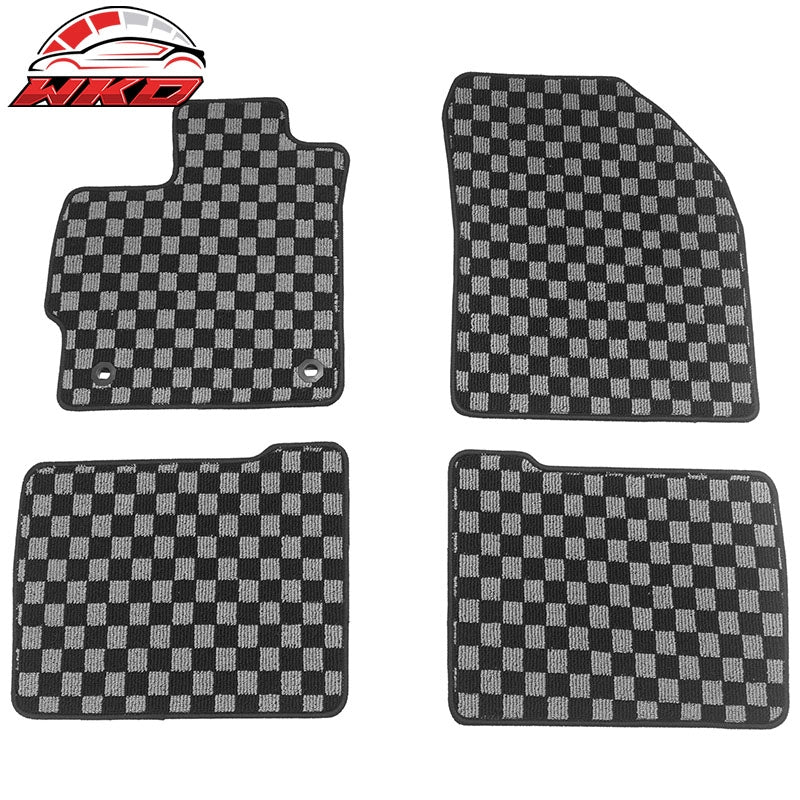 Wholesale 12-15 Toyota Prius Floor Mats Non-Slip Carpets Checkered Black Gray Plaid