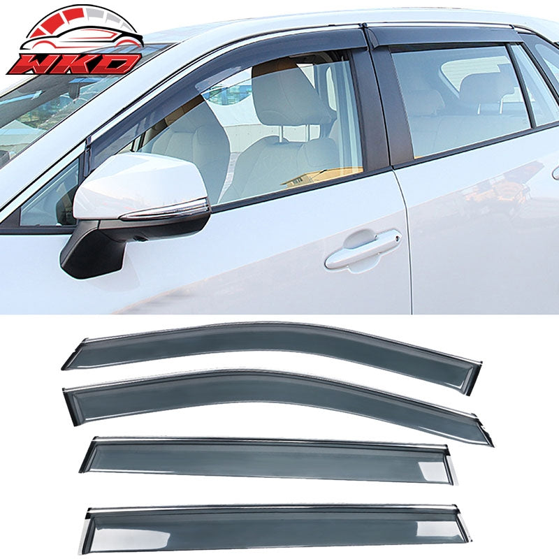 Fits 19-25 Toyota RAV4 Prime XA50 Polycarbonate Window Visor Guard W/Chrome Trim