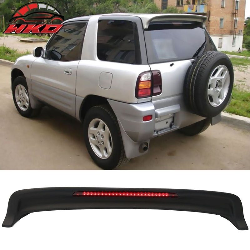 Fits 94-00 Toyota RAV4 OE Style Roof Spoiler & LED Brake Light Matte Black ABS